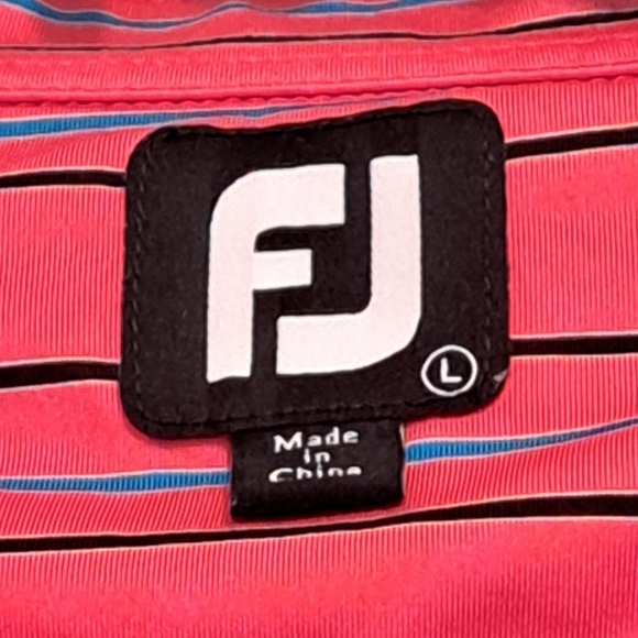 FootJoy Pink and Blue Striped Polo Shirt Size L #1 - Picture 5 of 7